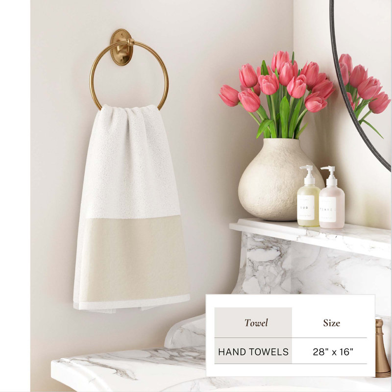 Ensemble de serviettes de bain 100% coton, Essuie-mains - paquet de 6, Blanc
