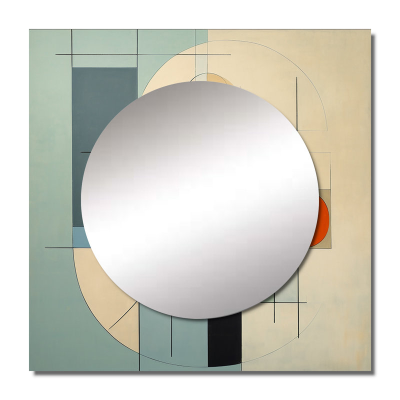 Serendipity abstrait Mid-Century Geometrics II - miroir carré Mid-Century pour décoration murale, 29 po x 29 po