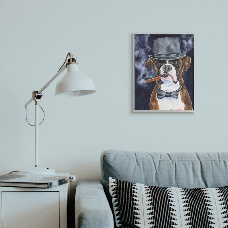 «Soph sophistiqué Boxer Dog Top Hat Pet» par George Dyachenko - impression sur toile, H 20 po x l 16 po