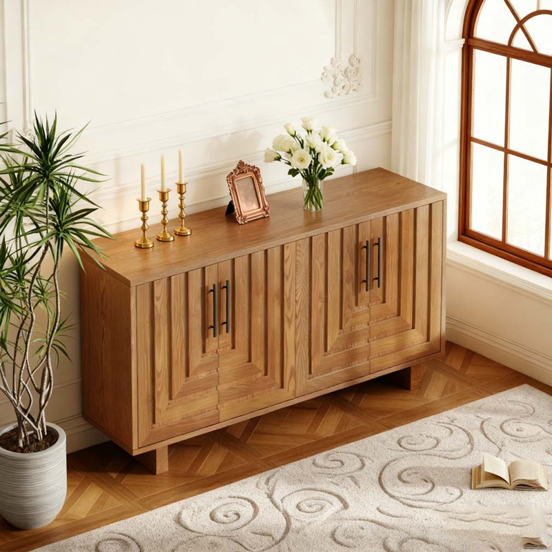 armoire de rangement avec 4 portes, Naturel