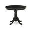 Ensemble de 5 pièces pour coin-repas pour 4 personnes comprenant une table de cuisine ronde avec piédestal et 4 chaises de salle à manger Parsons en tissu bleu, noir brossé-1480473312-1480473315-1480493594