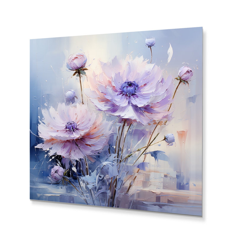 Mauve bleuet, impression romantique IV - impressions murales florales en métal, H 23 po x l 23 po x P 1 po