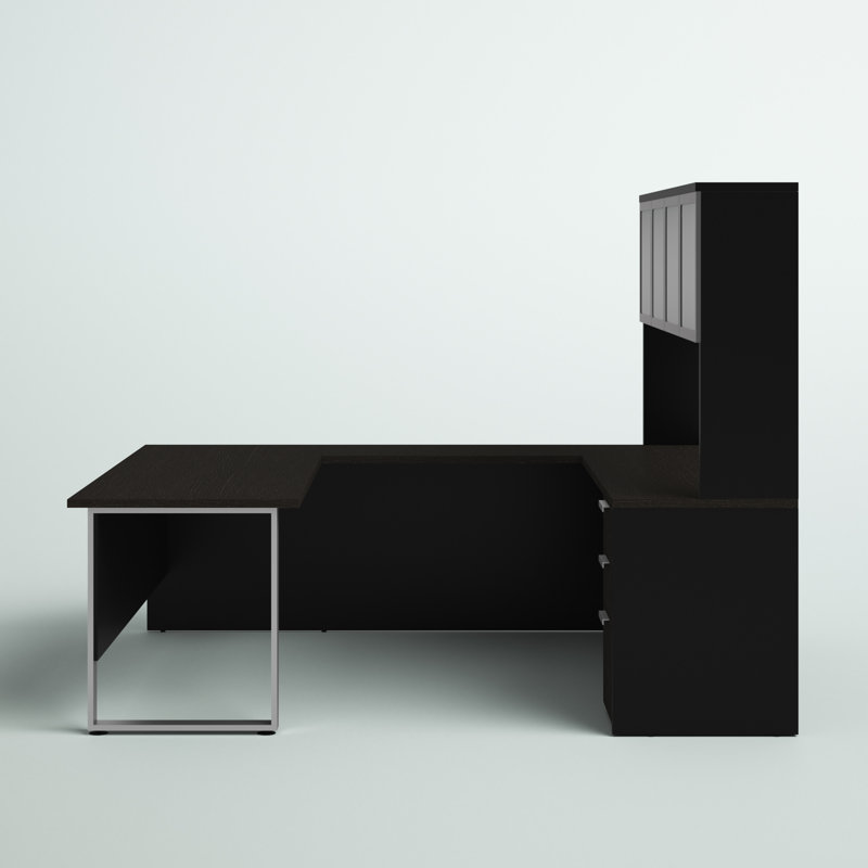 Glidden U-Shaped Executive Desk, Black