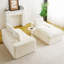 Canapé polyvalent en velours blanc tortue: méridienne convertible à deux places et à droite avec sièges en face à face, permutable entre la forme en L et la forme droite-1059929034-1062220578