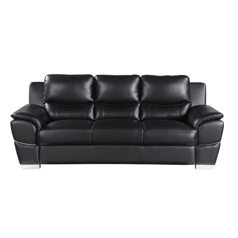 Canapé en cuir véritable, Cuir noir