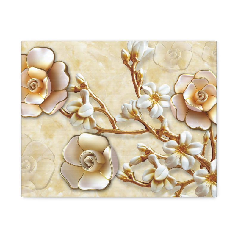 Fleurs jaunes sur toile 3D, art mural, H 16 po x l 20 po