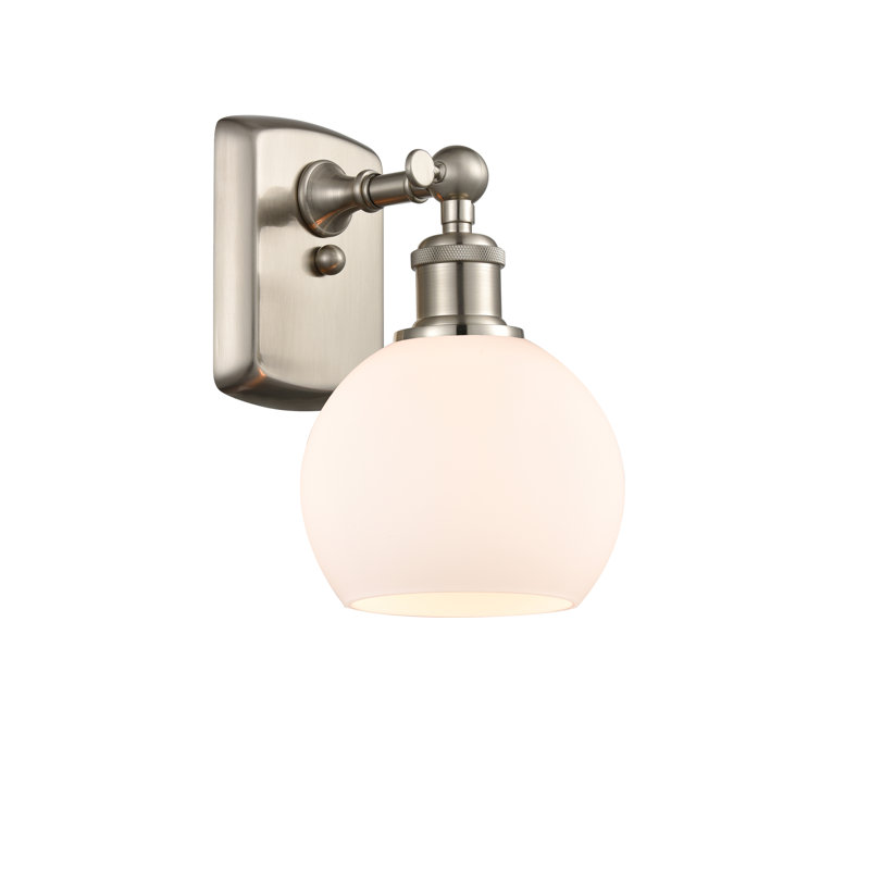 Applique murale 1 lumière 6 po Shauna, Blanc mat, DEL, Nickel satiné brossé