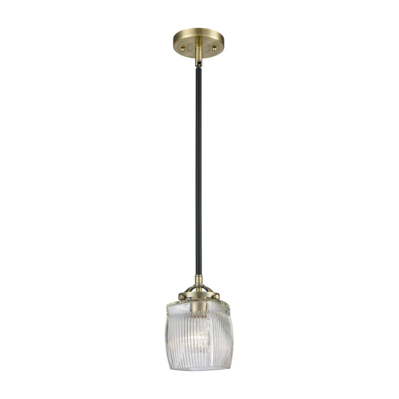 Luminaire suspendu simple à 1 lumière Mireya, Laiton antique noir, DEL