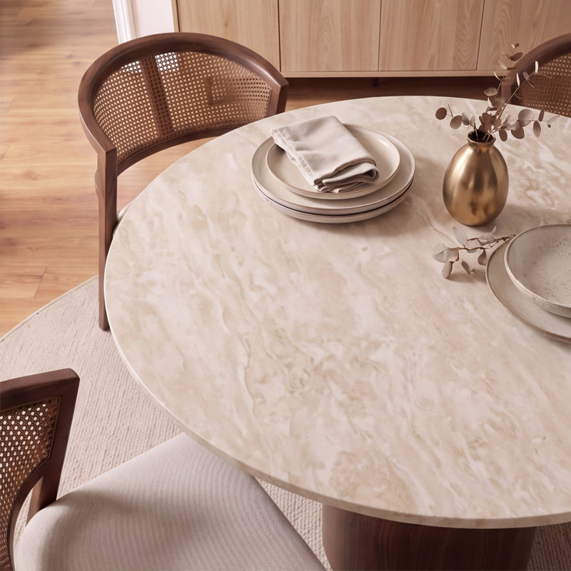 Ensemble table et chaises de salle à manger, Beige, Blanc/Noir