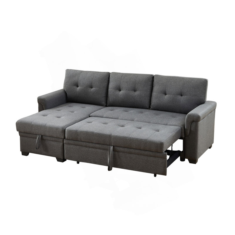 Canapé-lit modulaire réversible en lin gris foncé 84 po avec rangement Sierra