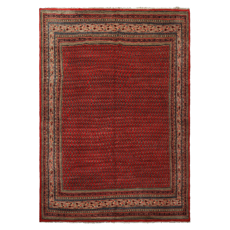 Tapis traditionnel en laine noué à la main 7 pi 9 po x 11 pi 3 po Parjian Boteh