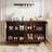 59" Rattan Dark Brown Wood Yellow Sideboard Buffet Cabinet