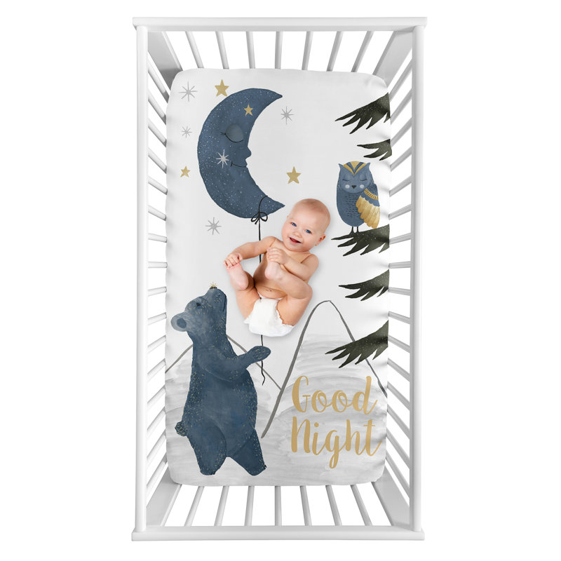 Drap-housse pour lit de bébé ours et lune