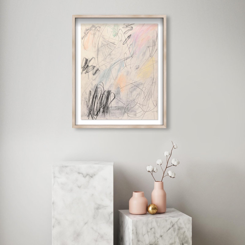 Oliver Gal Layered Scribbles III Abstract - Luxury Shadowbox Framed Wall Art, 32" H x 26" W, Cream