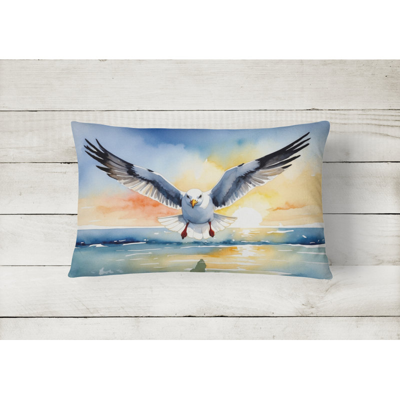 Gull Flying Low Throw Pillow, Rectangle 12"H x 16"W