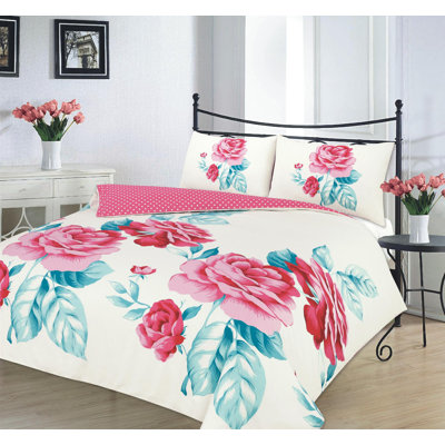 Arey Cotton Blend Floral Bedding with Pillowcases