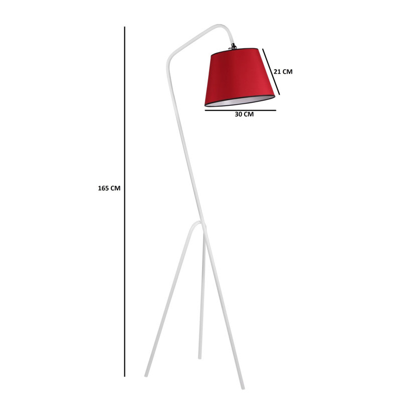 Dreadnaught 165cm Tripod Floor Lamp, Red, White