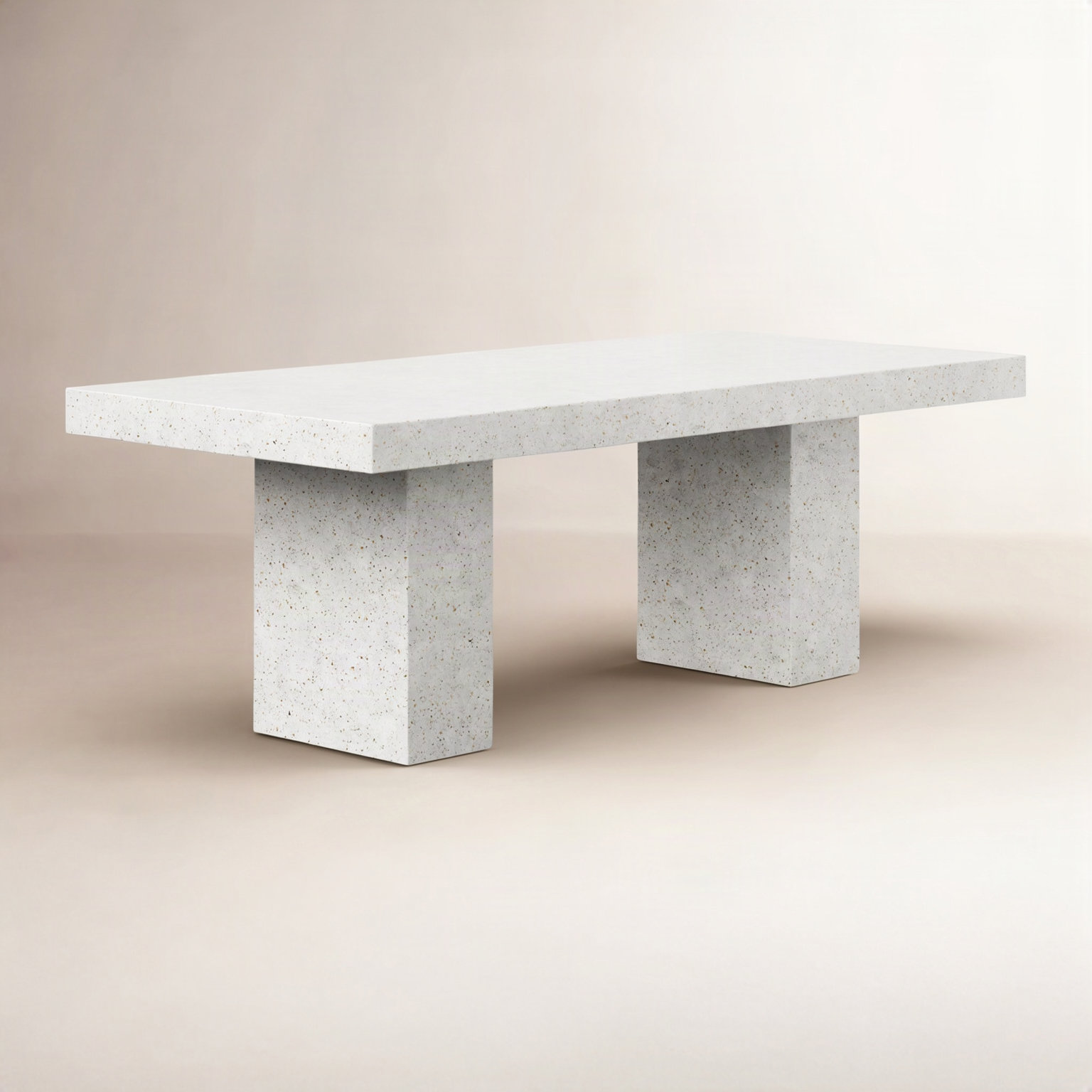 Kareen Dining Table, 82.75" L x 39.25" W, Ivory Terrazo, Standard Table (30.5" Height)