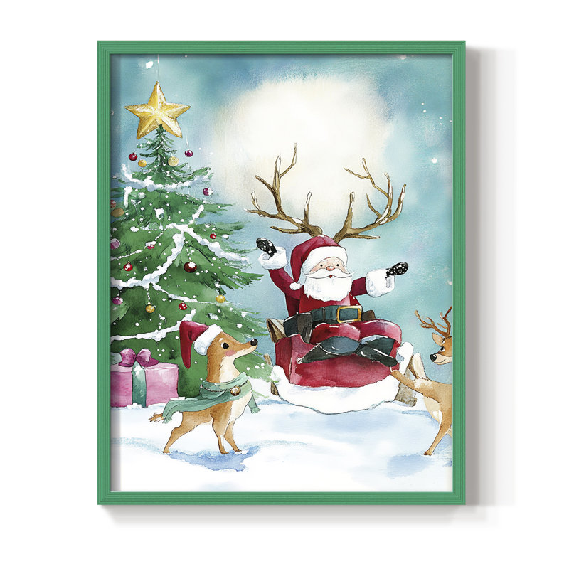 «Christmas Holiday Art DCCLIV», reproduction d'art encadrée - bois massif, H 21 po x l 17 po, Vert