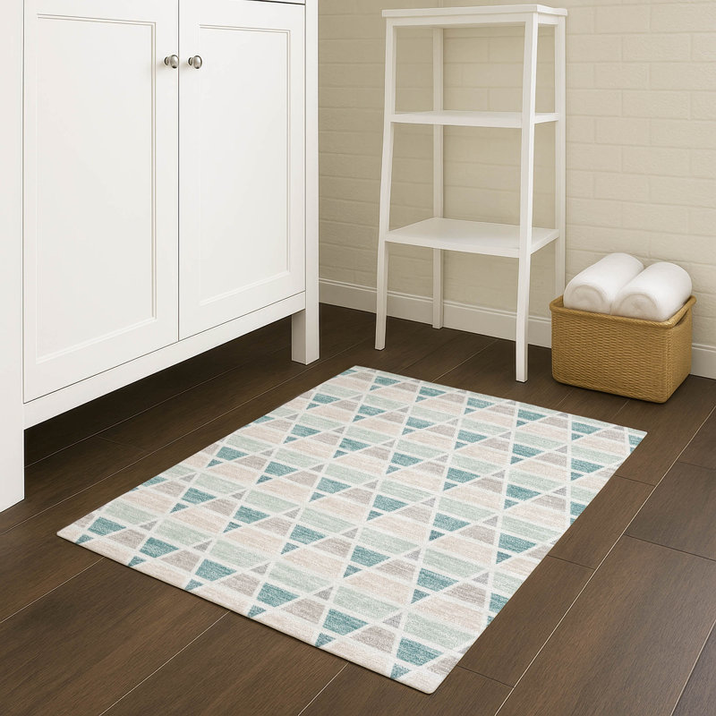 Machine Washable Indoor/Outdoor Chantille ACN2733 Geometric Rug, Mint, 1'8" x 2'6"