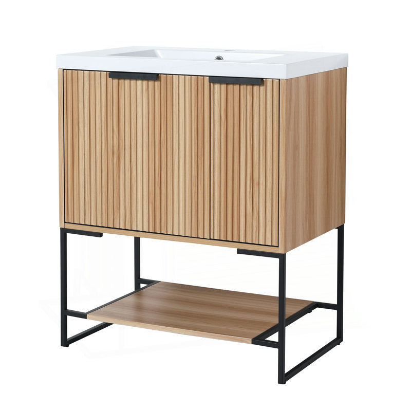 Meuble-lavabo autoportant de 30 po avec lavabo en résine, 30 po x 18 po (W99981923)