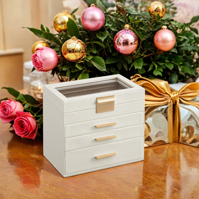 Jewelry Box Organizer With Glass Lid