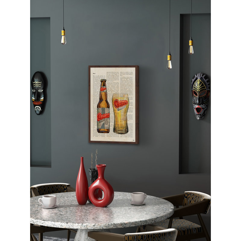« bière history », reproduction d’art encadrée, H 30 po x l 20 po x P 1,5 po