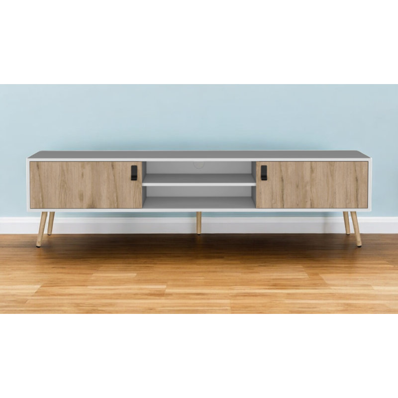  Meuble télé 71 po avec rangement blanc et beige