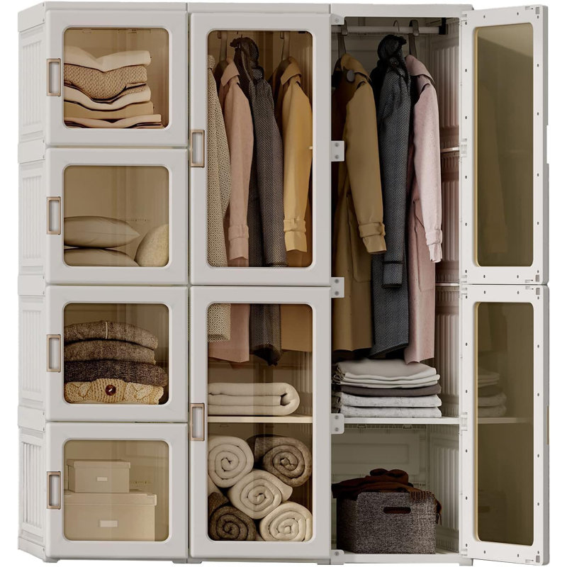 Silver Wardrobe, 8-Doors & 2 Hanging Rods