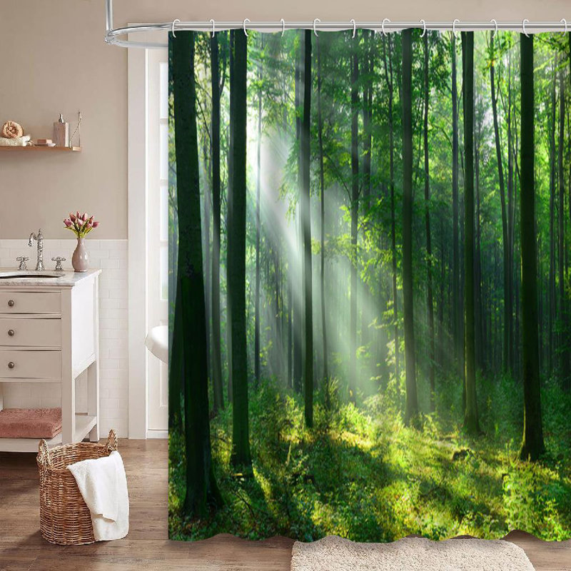 Rideau de douche à 12 crochets Forest Forest, L 72 po x l 72 po