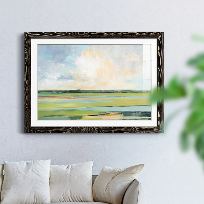 Pastel Horizon I - peinture encadrée, Cadre noir, H 31 po x l 44 po x P 1 po