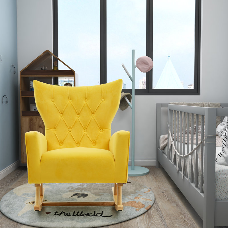 Chaise berçante Jahsun, Velours jaune