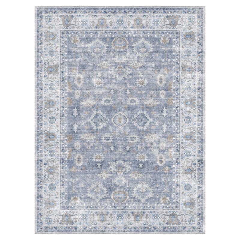 Tapis oriental délavé vintage délavé turquoise / bleu sarcelle, Green, Rectangle 5 pi x 7 pi