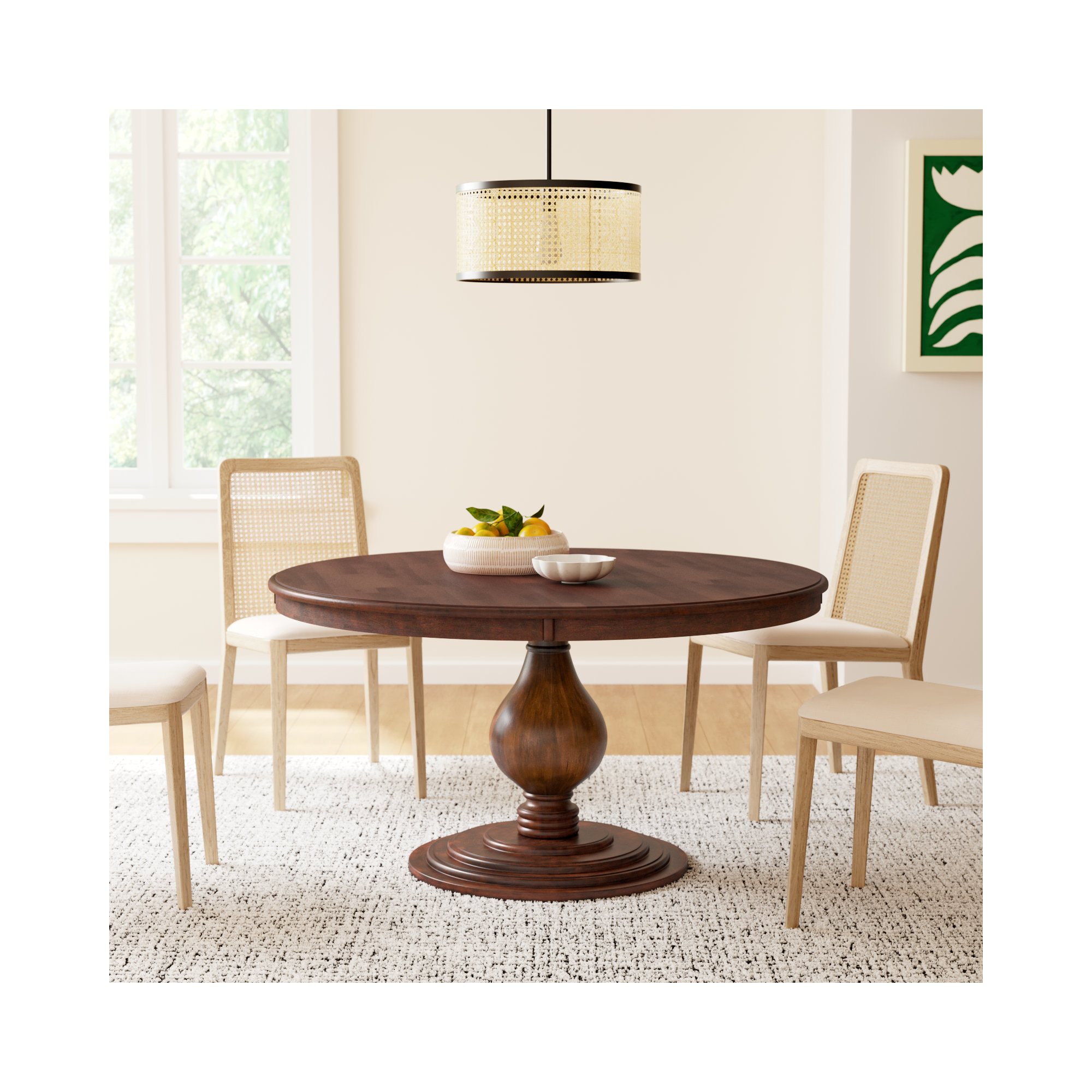 Kehoe Round Dining Table, Coffee, 48" W x 48" L