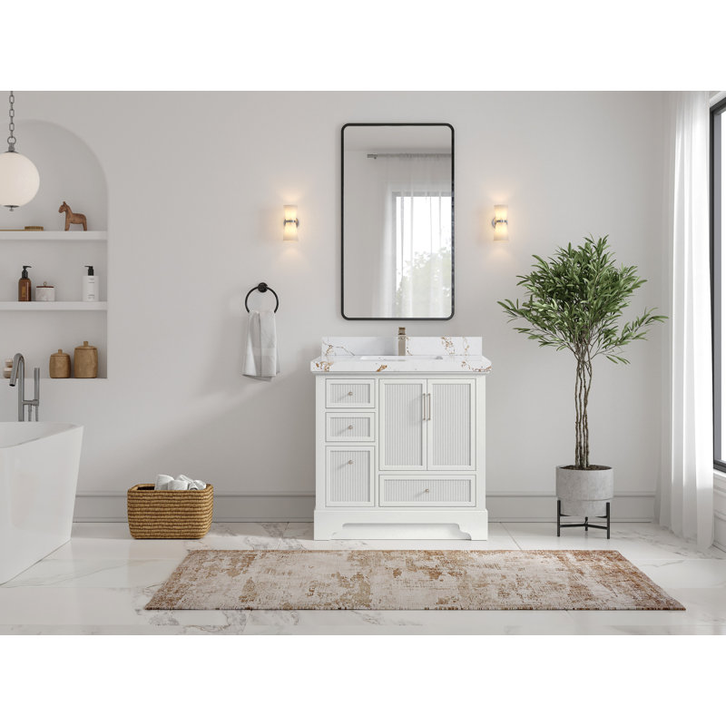 Alys 36'' Single Bathroom Vanity with Top, Viola Brown