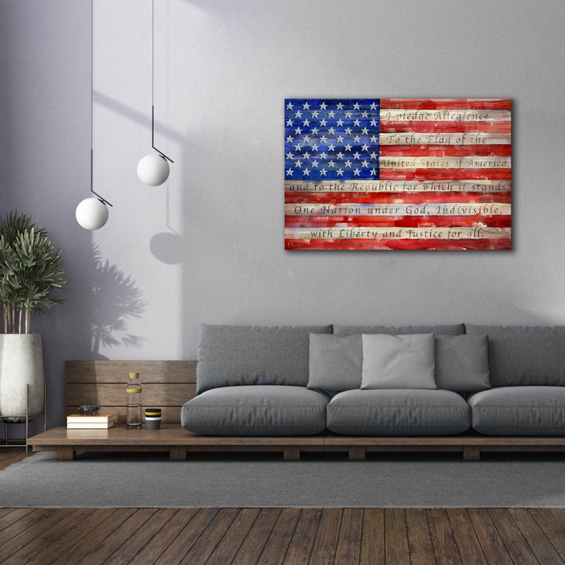 «All American Flag Script» par Paul Brent, H 40 po x l 60 po x P 1,5 po