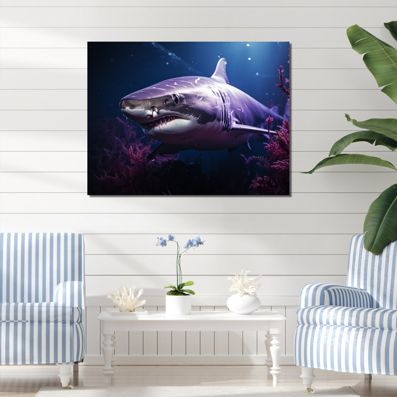 " Oceans Purple Ghost Shark Photography ", 16" H x 32" W x 1" D, Wrapped Canvas