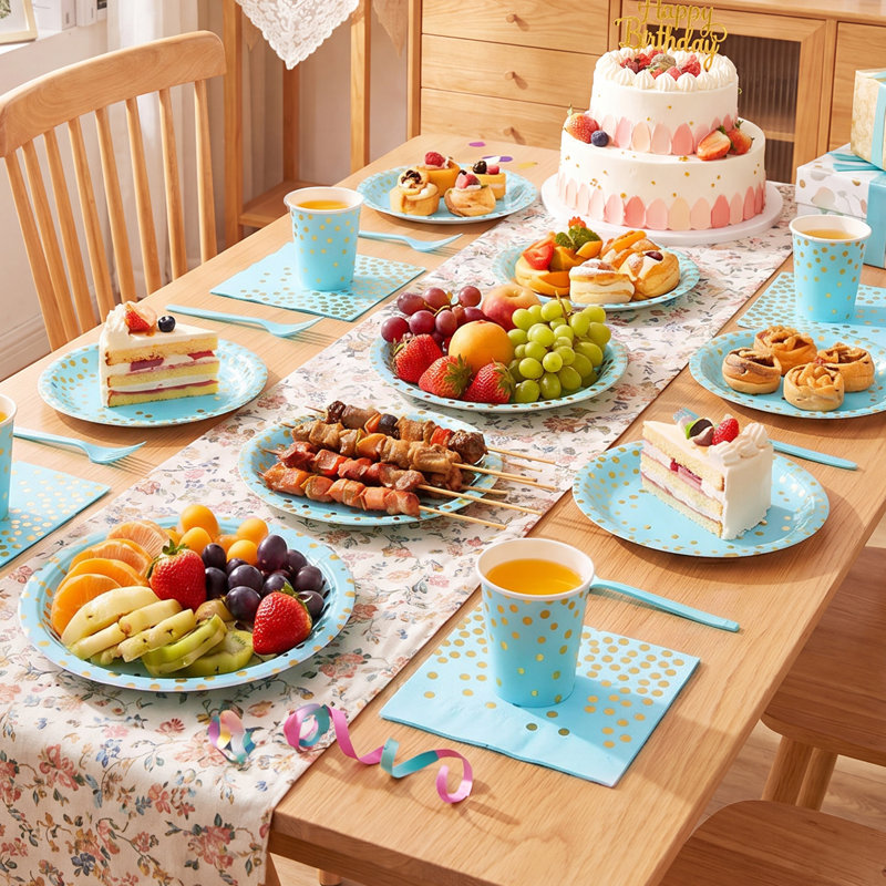 60-Piece Disposable Birthday Party Paper Tableware Set