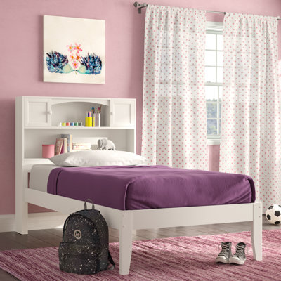 Lampley Solid Wood Platform Bed with Bookcase & Built-in Charging Station