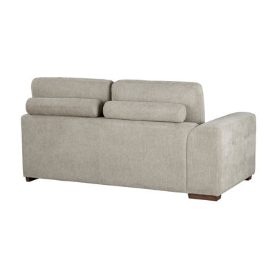 Mobilier de salon en taupe capitonné 3 pièces avec méridienne droite et rangement