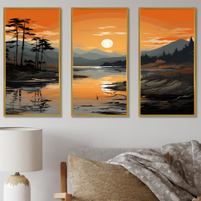 Sunrise In Canadian River II - Sunrisesunset Canvas Art Set