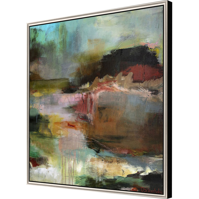 Sarah Lang Abstract Landscape Canvas in Warm Silver Frame