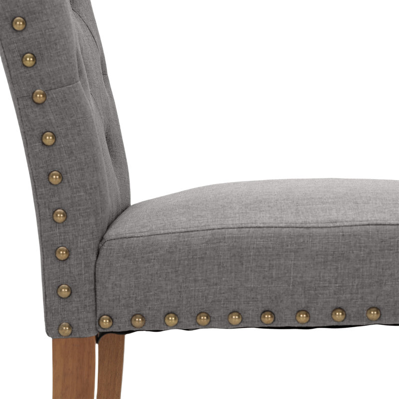 Chaise capitonnée rembourrée à dossier solide, Brun, gris