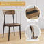 Ensemble table et chaises de salle à manger 3 pièces pour 2 personnes, structure en métal et plateau en MDF, plateau bicolore, brun et noir.-1270706357