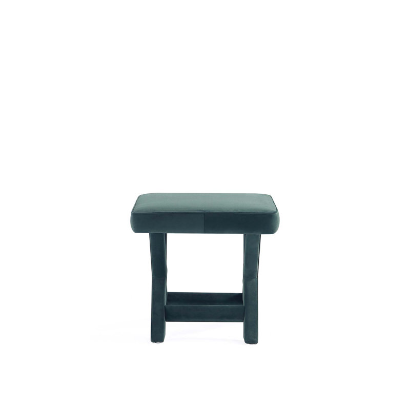 Faulkwoods Velvet Ottoman, Green