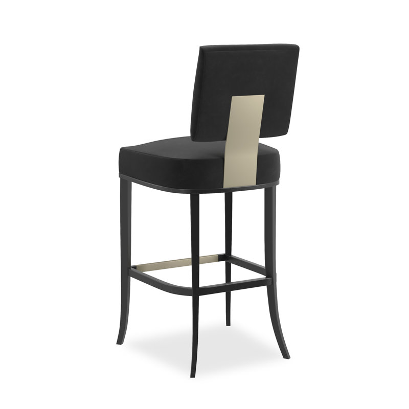 Reserved Seating Upholstered Stool, Bar Stool (29" Seat Height), Black