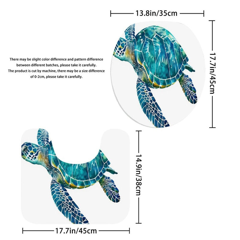 Tapis de douche aquarelle 2 pièces Sea Turtle, Blue/White Sea Turtle