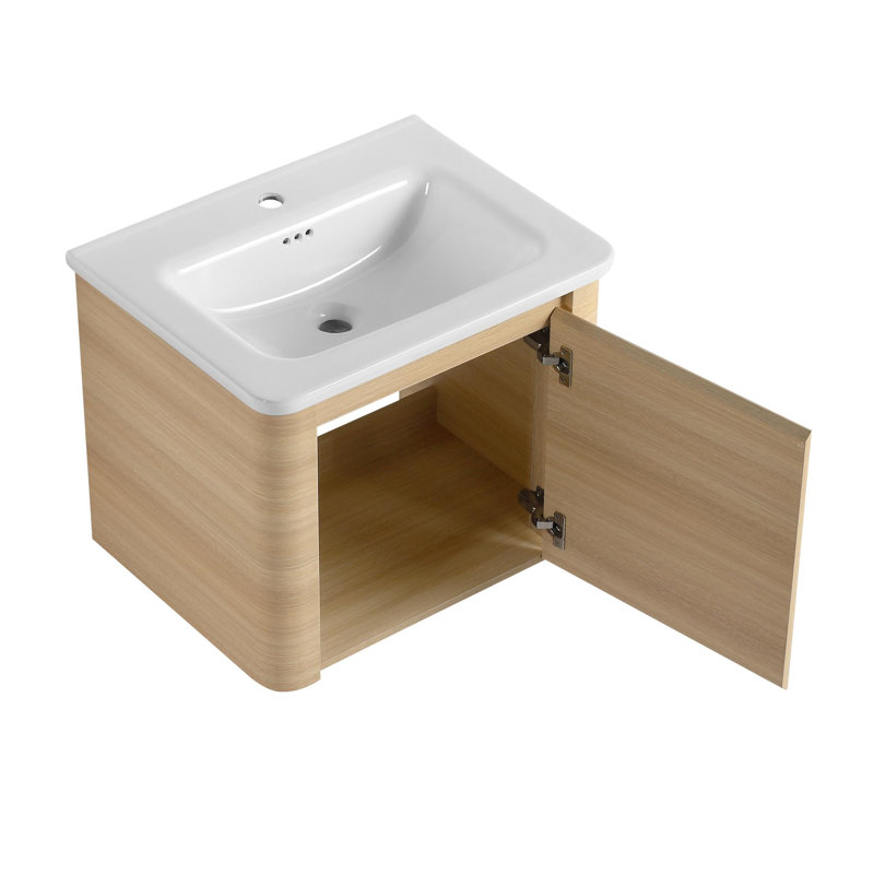 Meuble-lavabo mural avec lavabo en céramique blanche, 24"