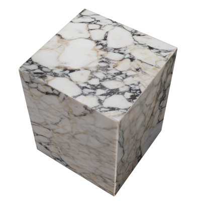 20" Ivory Marble Square Block End Table by 17 Stories