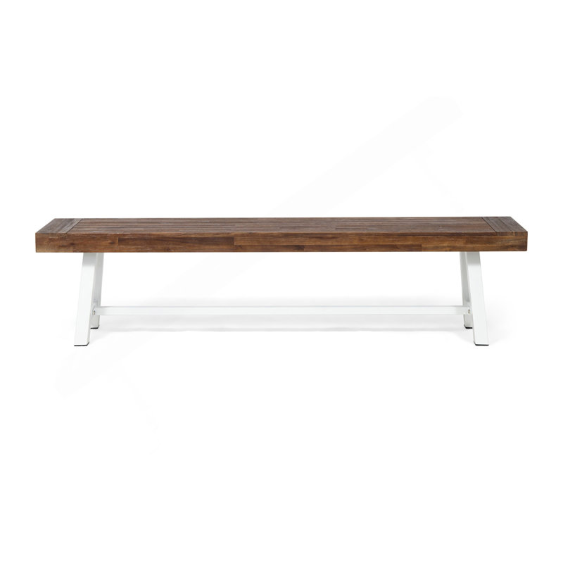 Teak Patio Lounge Chair, Brown/White